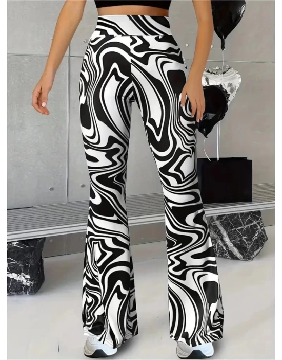 Kadın Yüksek Bel Zebra Desenli Tayt
