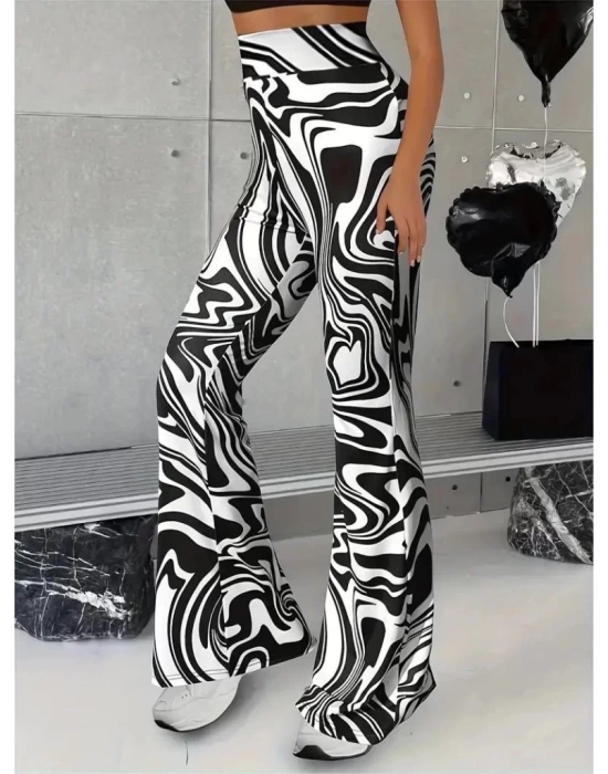 Kadın Yüksek Bel Zebra Desenli Tayt