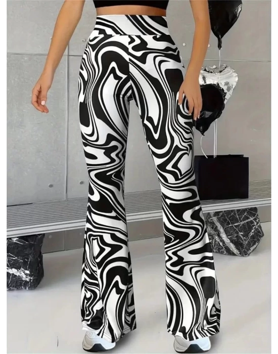 Kadın Yüksek Bel Zebra Desenli Tayt