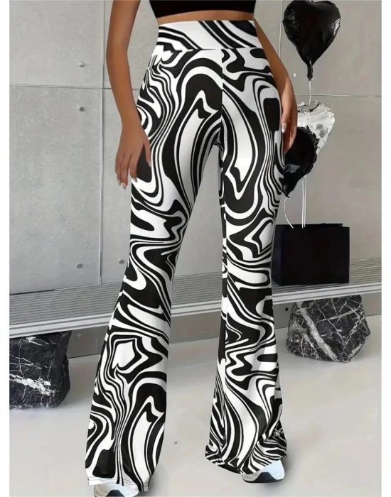 Kadın Yüksek Bel Zebra Desenli Tayt