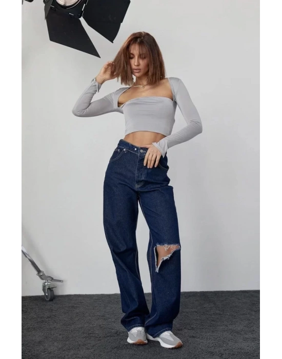 Kara Yaka Uzun Kollu Crop - Taş