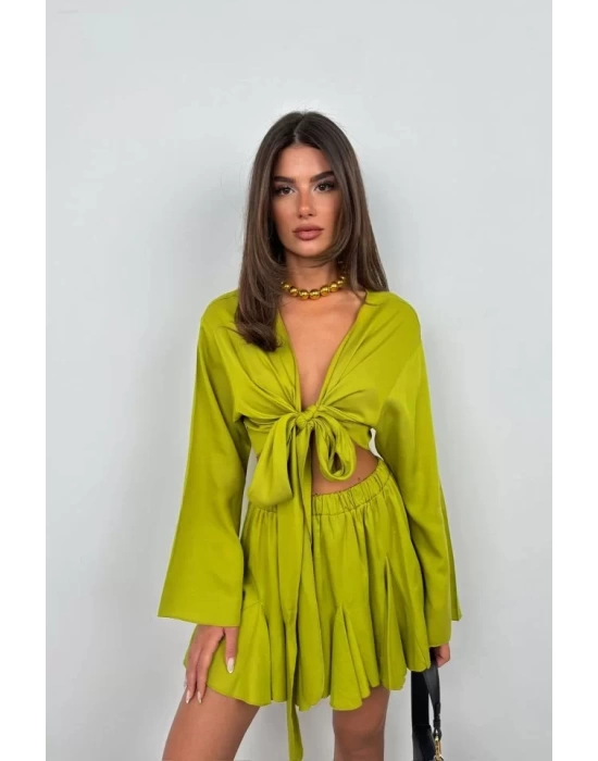 Kayık Yaka Uzun Kol Crop