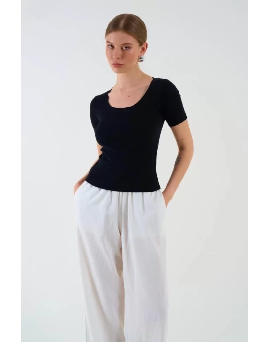 Kısa Kollu T-shirt - Siyah