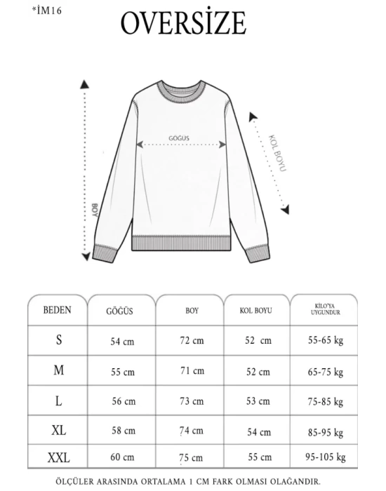Kışlık Bisiklet Yaka Ön Ve Arka Baskılı SweatShirt - Beyaz