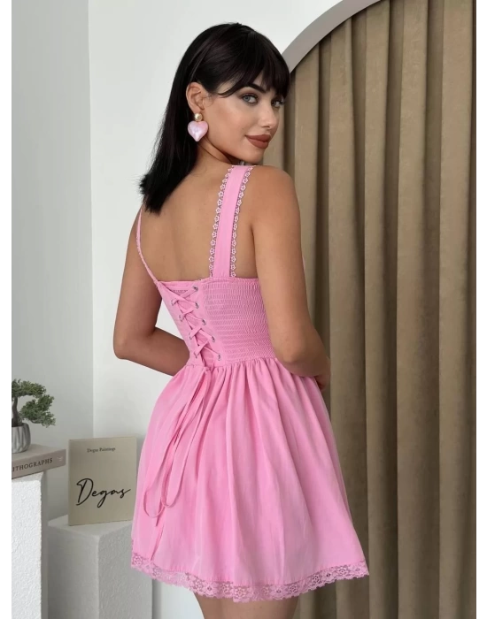 bysoca Kadın Günlük SİMLİ KUMAŞ BAĞLAMA DETAYLI CROP BLUZ -KISA BÜZGÜ DETAYLI ETEK - Bordo
