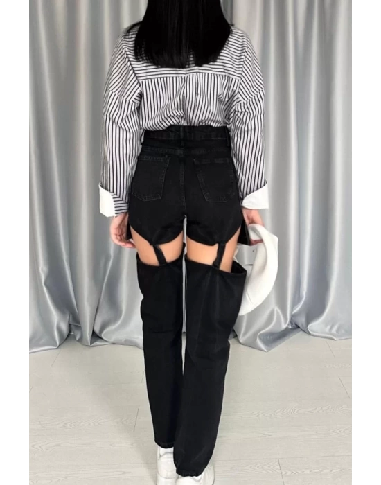Mavi Askılı İki Parça Jeans Pantolon