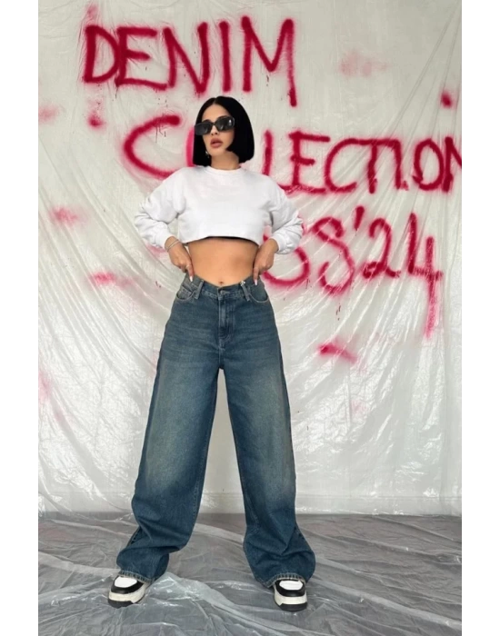 Mavi Geniş Paça Jeans Pantolon