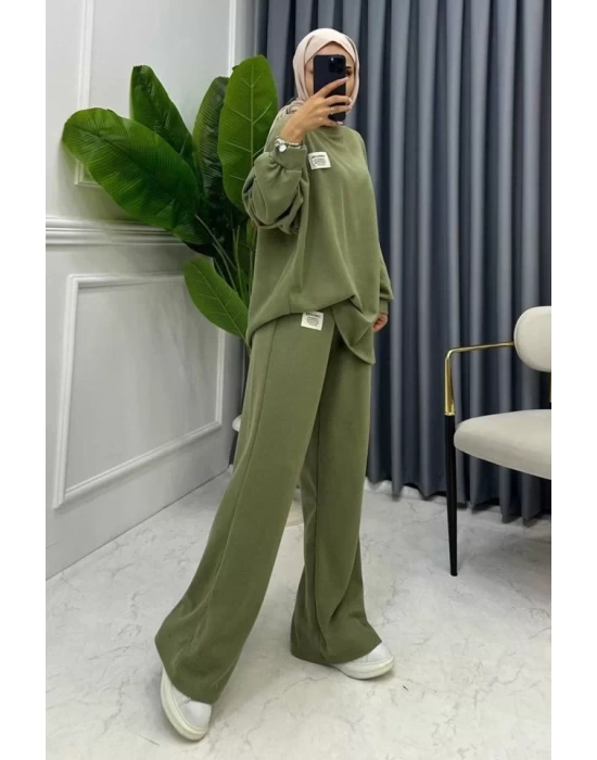 Mint Klasik Fitilli Kazak Ve Pantolon Takım