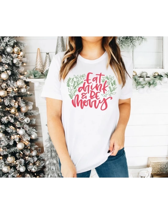 Noel İçin Özel Tasarım T-shirt - Beyaz