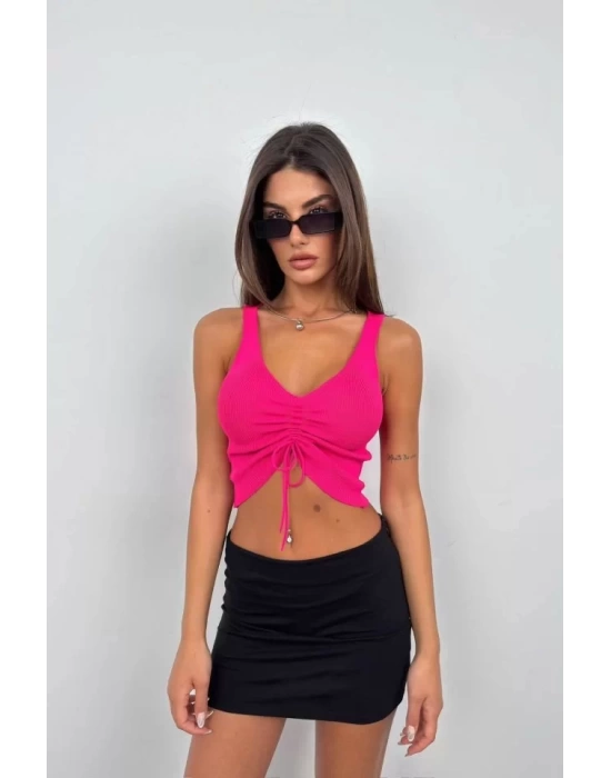 Ön Büzgülü Crop Bluz