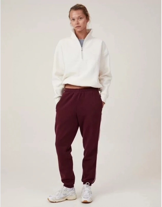 Oversize Yarım Farmuarlı Yakalı Basic SweatShirt - Beyaz