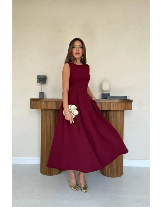 Pembe Halter Yaka Kloş Elbise