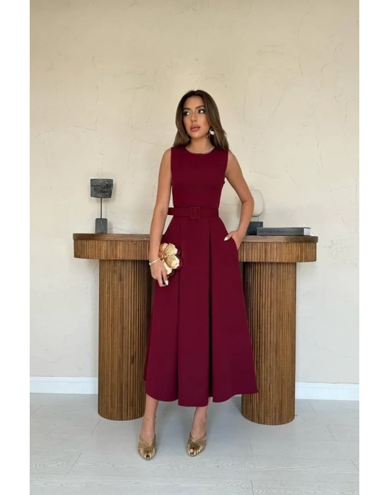 Pembe Halter Yaka Kloş Elbise