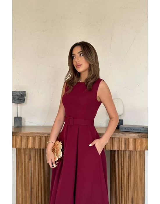 Pembe Halter Yaka Kloş Elbise