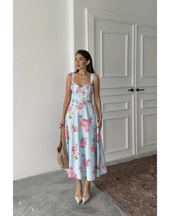 Pembe İnce Kemer Detaylı Elbise