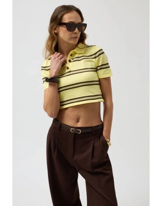 Polo Yaka Crop T-Shirt