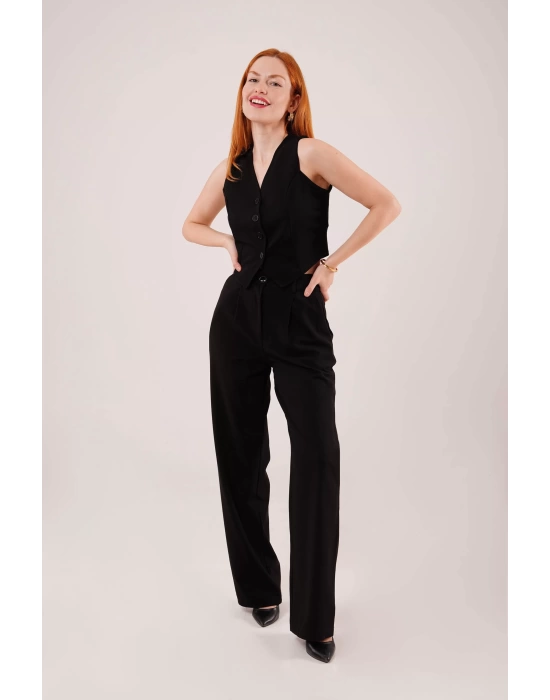 Premium Model Oturtmalı Siyah Pantolon