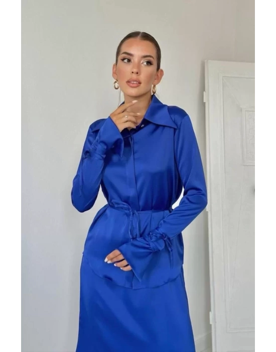 Saks Biyeli Gömlek Ve Etek Takım