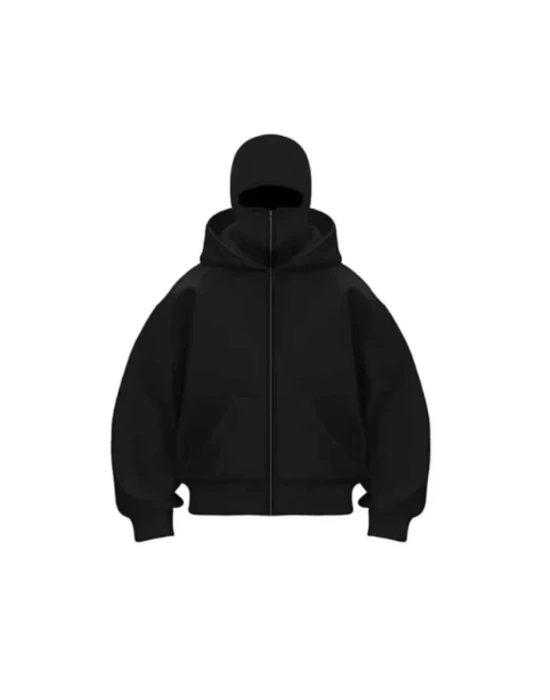 Samuray ZIP Fermuarlı Kapüşonlu SweatShirt- Siyah