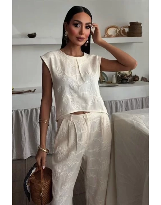 Shalina Süzüne Nakışlı Crop Takım 9796-08