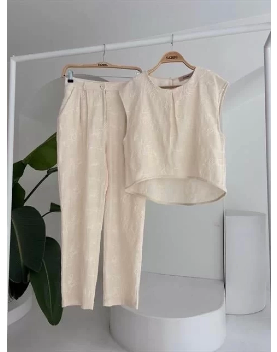 Shalina Süzüne Nakışlı Crop Takım 9796-08