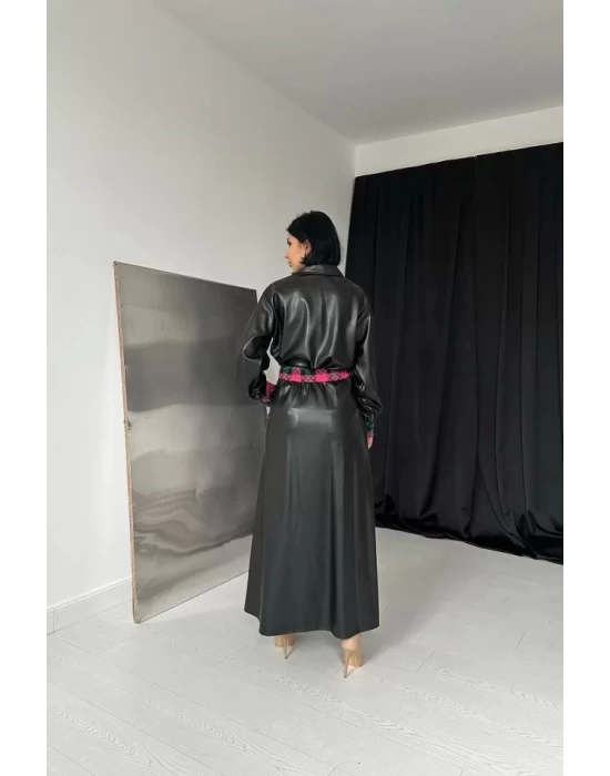 Siyah Garnili Etekli Deri Takım