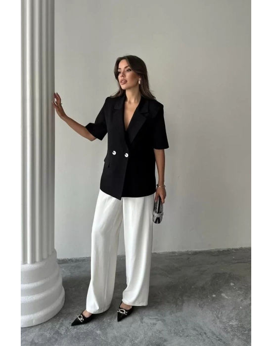 Siyah Kısa Kollu Blazer Ceket
