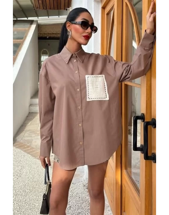 Süzine Cepli Arkası Yırtmaçlı Oversize Gömlek 3420