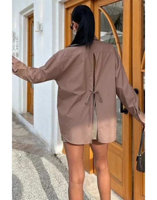 Süzine Cepli Arkası Yırtmaçlı Oversize Gömlek 3420