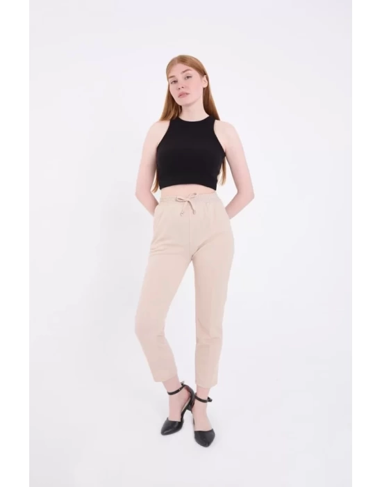 Tam Kalıp Basic Eşofman Pantolon - Bej