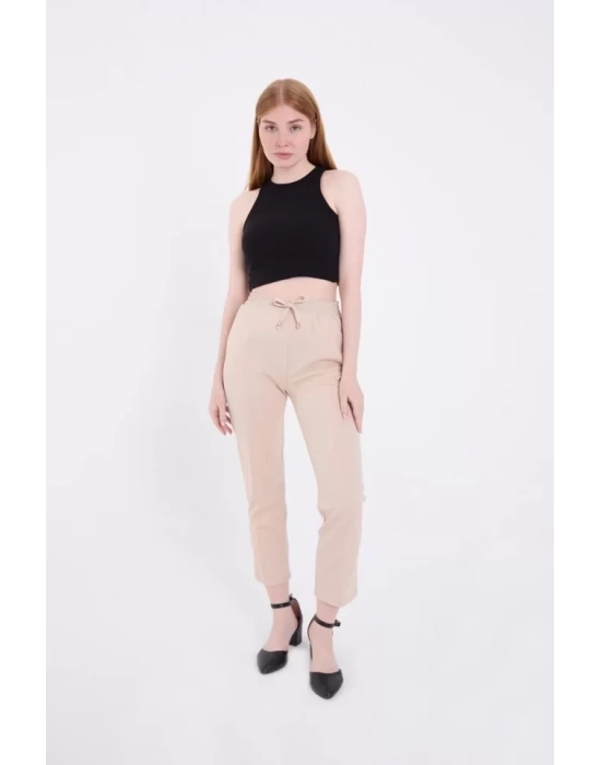 Tam Kalıp Basic Eşofman Pantolon - Bej