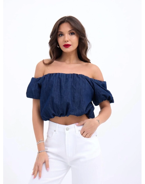 Taş Detaylı Gömlek Şort Denim Takım 10175