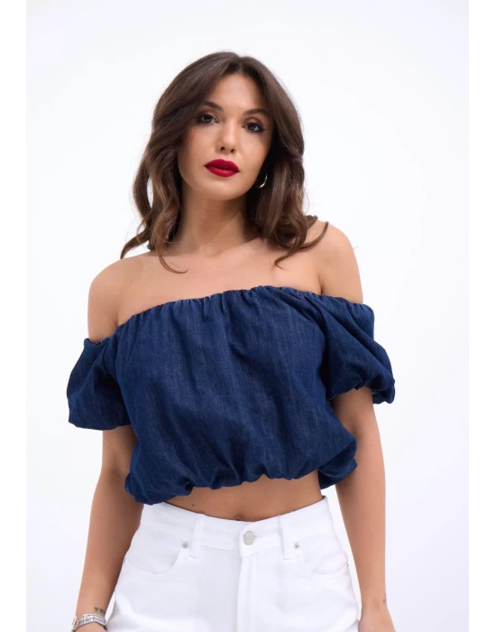 Taş Detaylı Gömlek Şort Denim Takım 10175