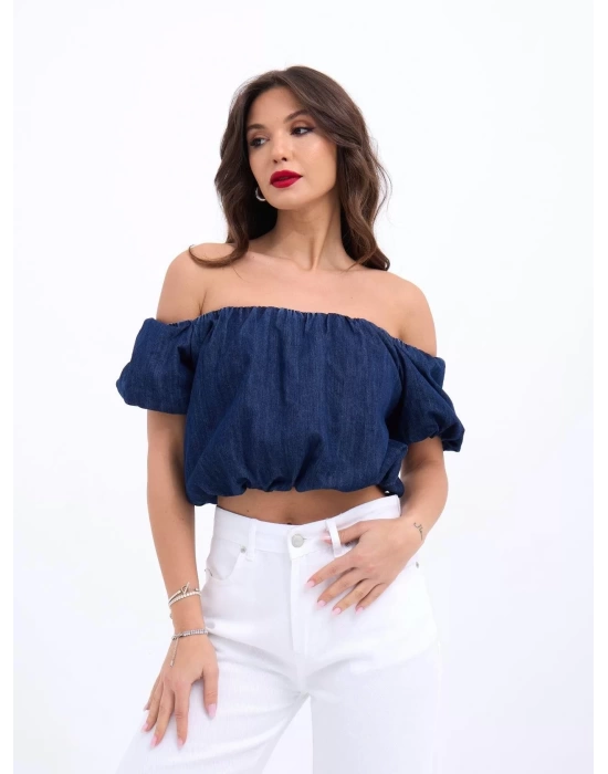 Taş Detaylı Gömlek Şort Denim Takım 10175