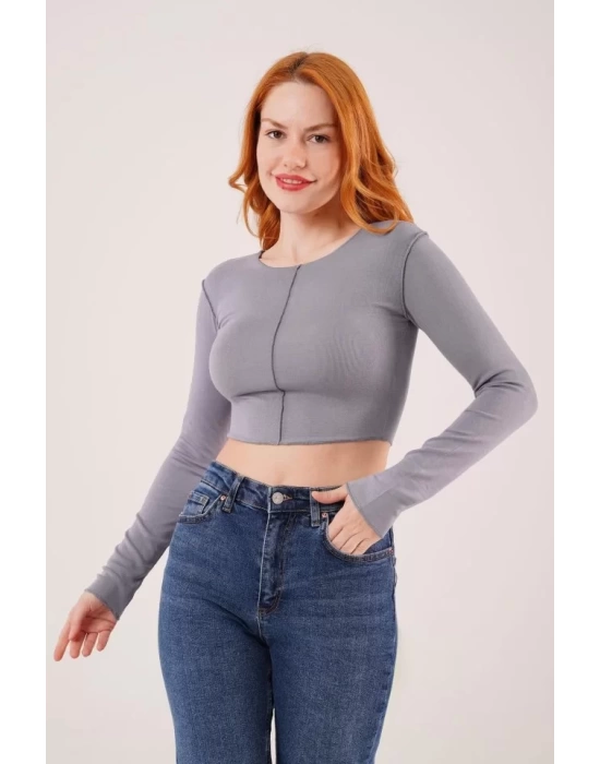 Ters Dikişli Basic Antrasit Body Bluz