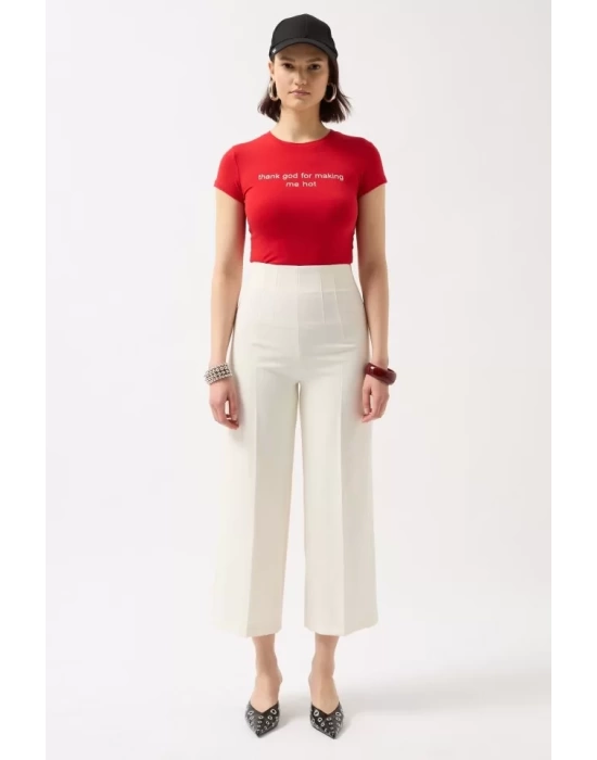 Thanks God Baskılı Likralı Crop T-Shirt