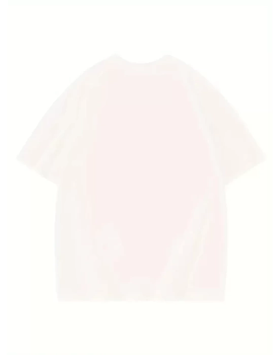 Thousand Baskılı Oversize Bisiklet Yaka T-shirt - Beyaz