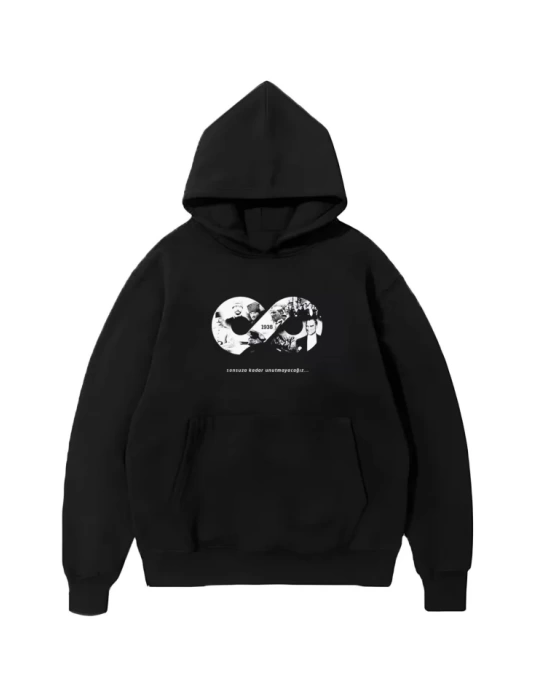 Üç İplik Kapşonlu 10 Kasıma Özel SweatShirt - Siyah