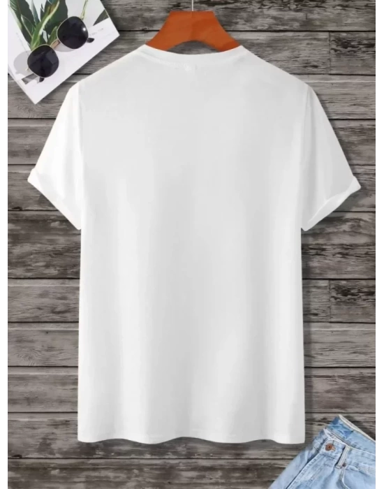 Unisex Baskılı Oversize T-Shirt - Beyaz