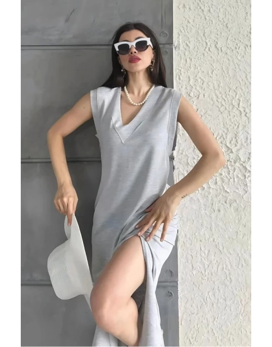 V Yaka Cepli Elbise