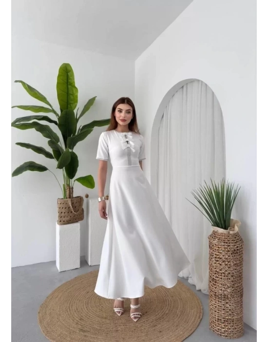 Taşlı Fiyonk Detaylı Elbise