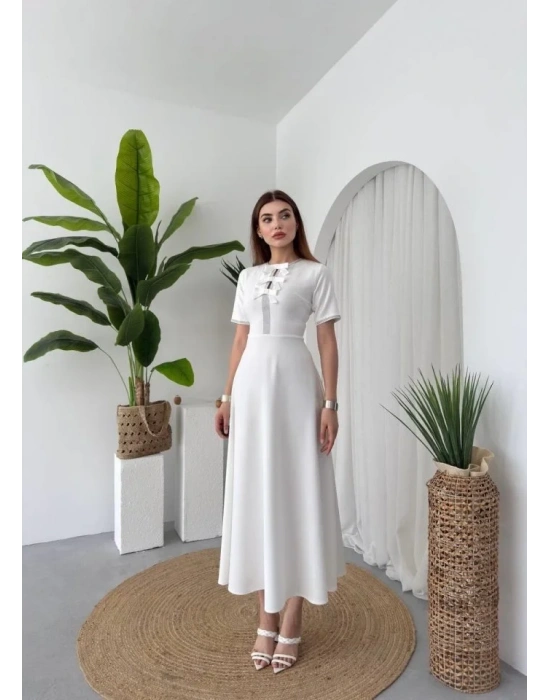 Taşlı Fiyonk Detaylı Elbise