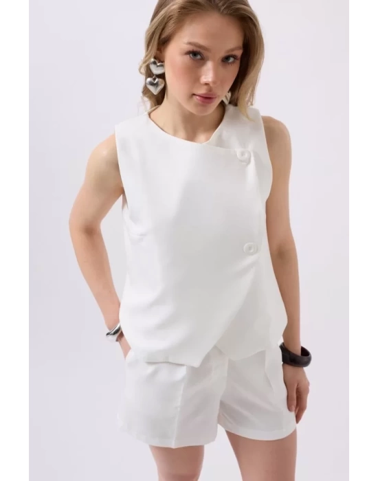 Yandan Düğmeli Dokuma Yelek