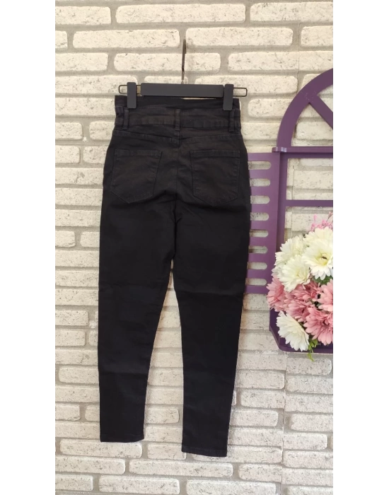 Yüksek Bel Düğme Ve Yırtık Detaylı Kot Pantolon Jean 92cm