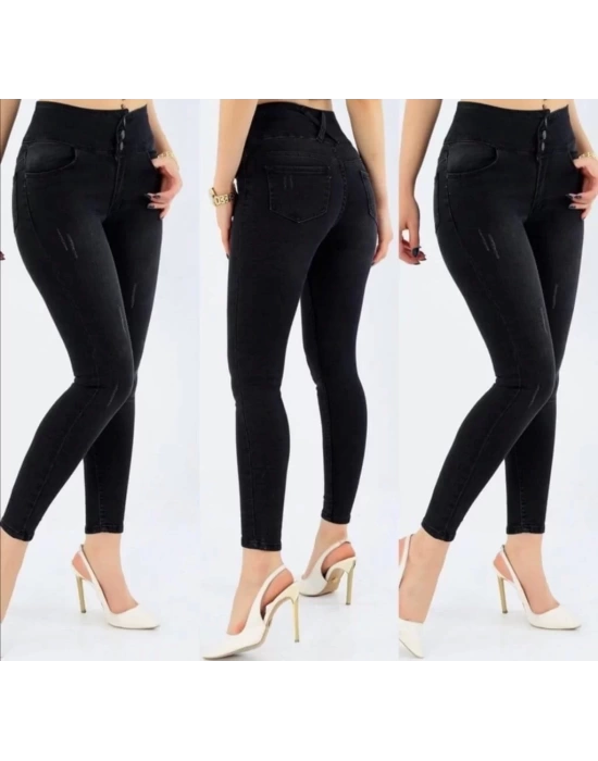 Yüksek Bel Likralı Jean Pantolon 90 Cm
