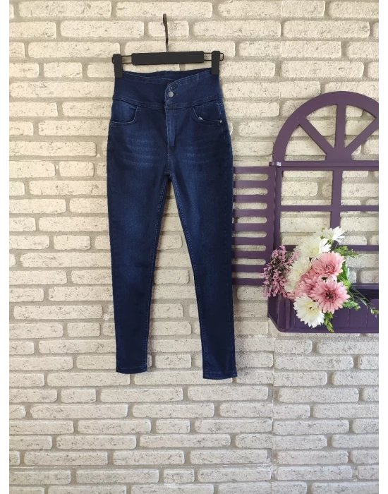 Yüksek Bel Likralı Jean Pantolon 90 Cm