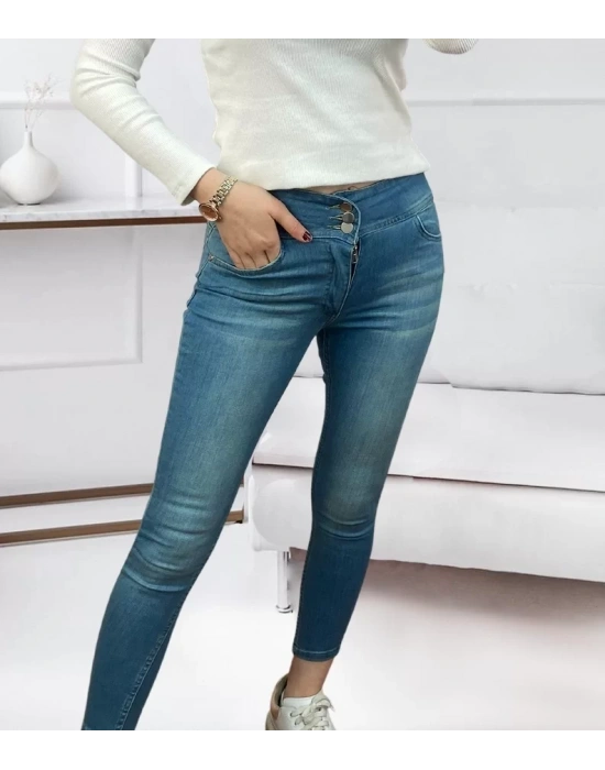 Yüksek Bel Likralı Jean Pantolon 90 Cm