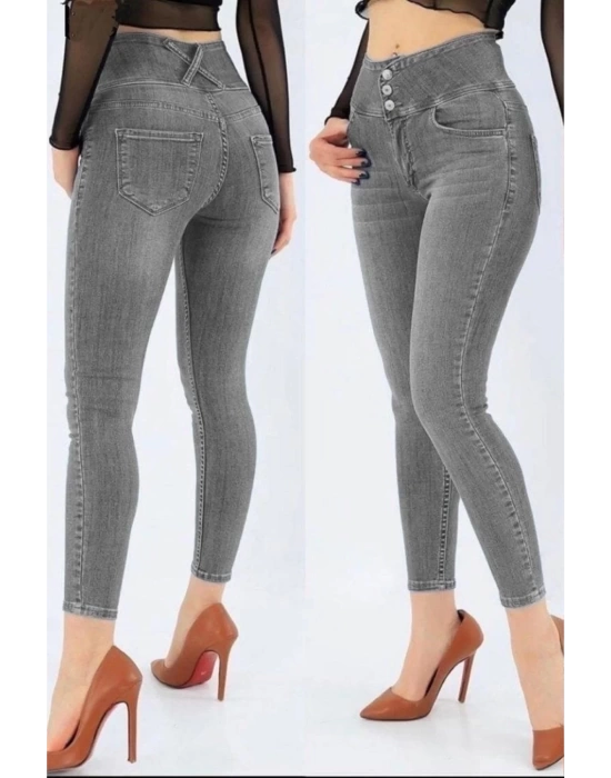 Yüksek Bel Likralı Jean Pantolon 90 Cm
