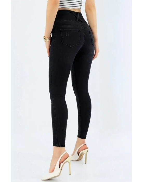 Yüksek Bel Likralı Jean Pantolon 90 Cm