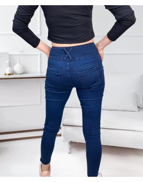 Yüksek Bel Likralı Jean Pantolon 90 Cm
